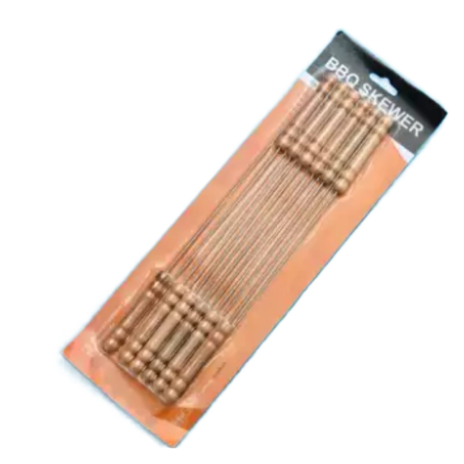 12 Pcs Stainless Steel Barbecue String With Wooden Handle BBQ Stick Needles