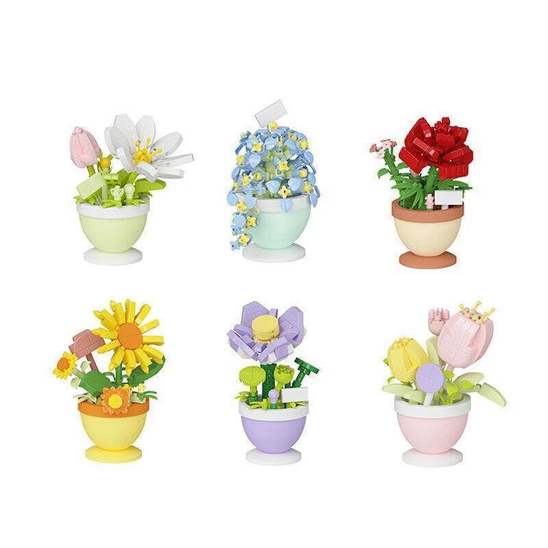 2024 New Original Rose Box Tulip Lotus Building Blocks Flower