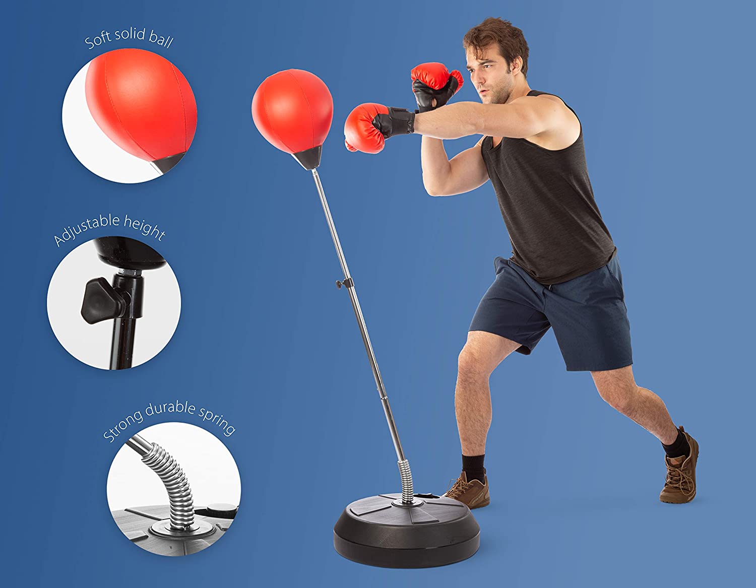 Vobor Adjustable Height Punching Ball Bag Speed Boxing Sports Toys Set ,  Great Exercise & Fun Activity for Stress Relief & Fitness