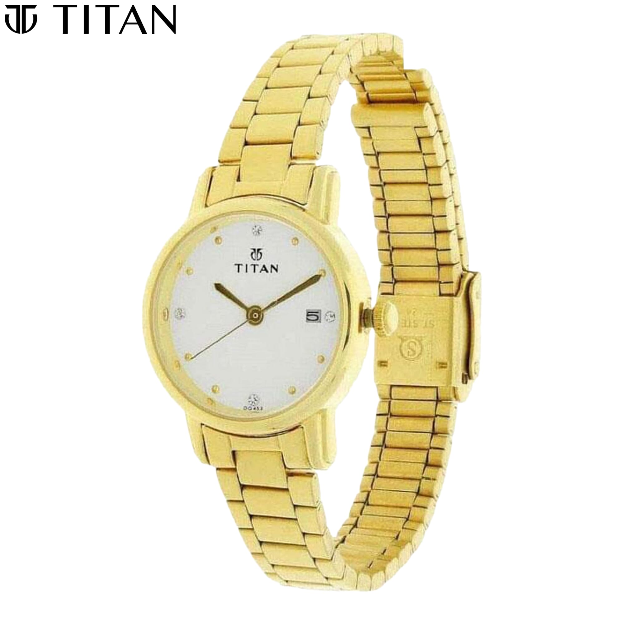 Titan golden discount watch for ladies