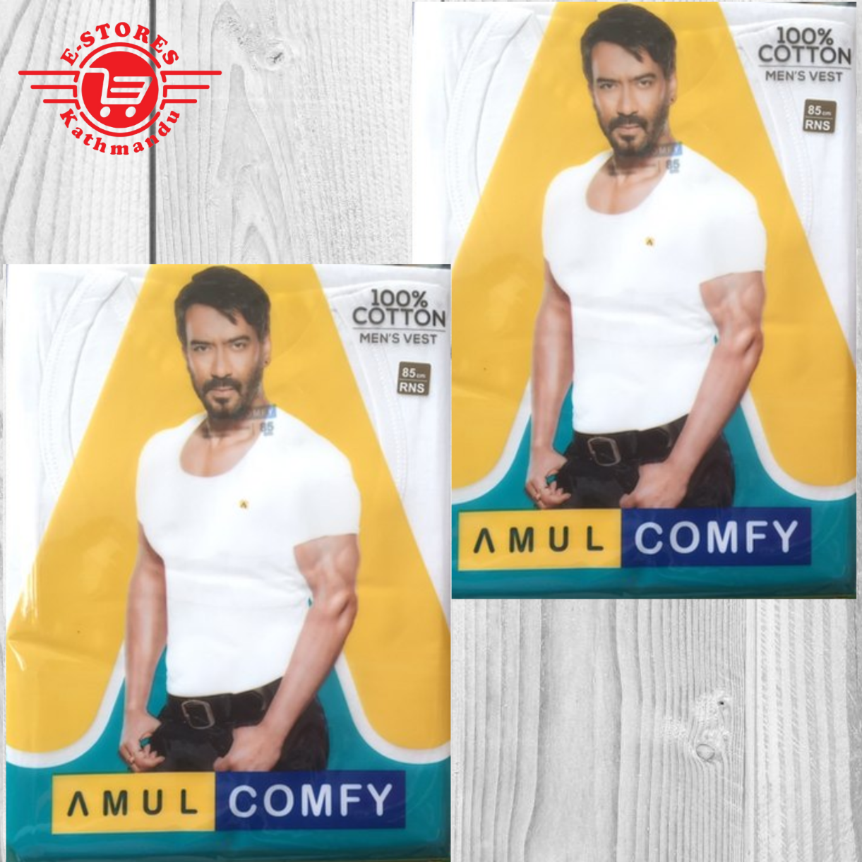 Pack Of 2pcs Amul Comfy Men's Vest 100% Cotton RNS-530