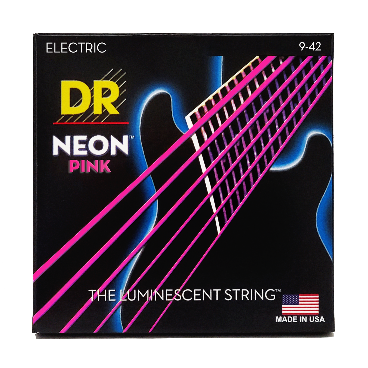 DR Strings 9-42 Hi-Def Neon Pink K3 Coated Electric Guitar Strings - Light