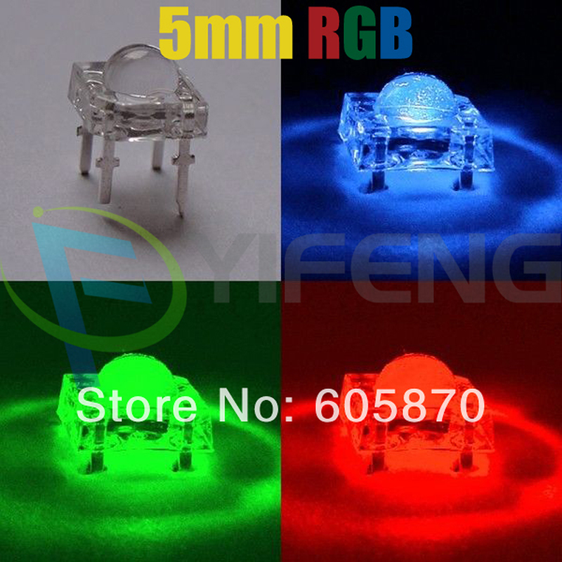 20pcs LED 5MM RGB Piranha Common Cathode Common Anode Leds 4 pin Dome ...