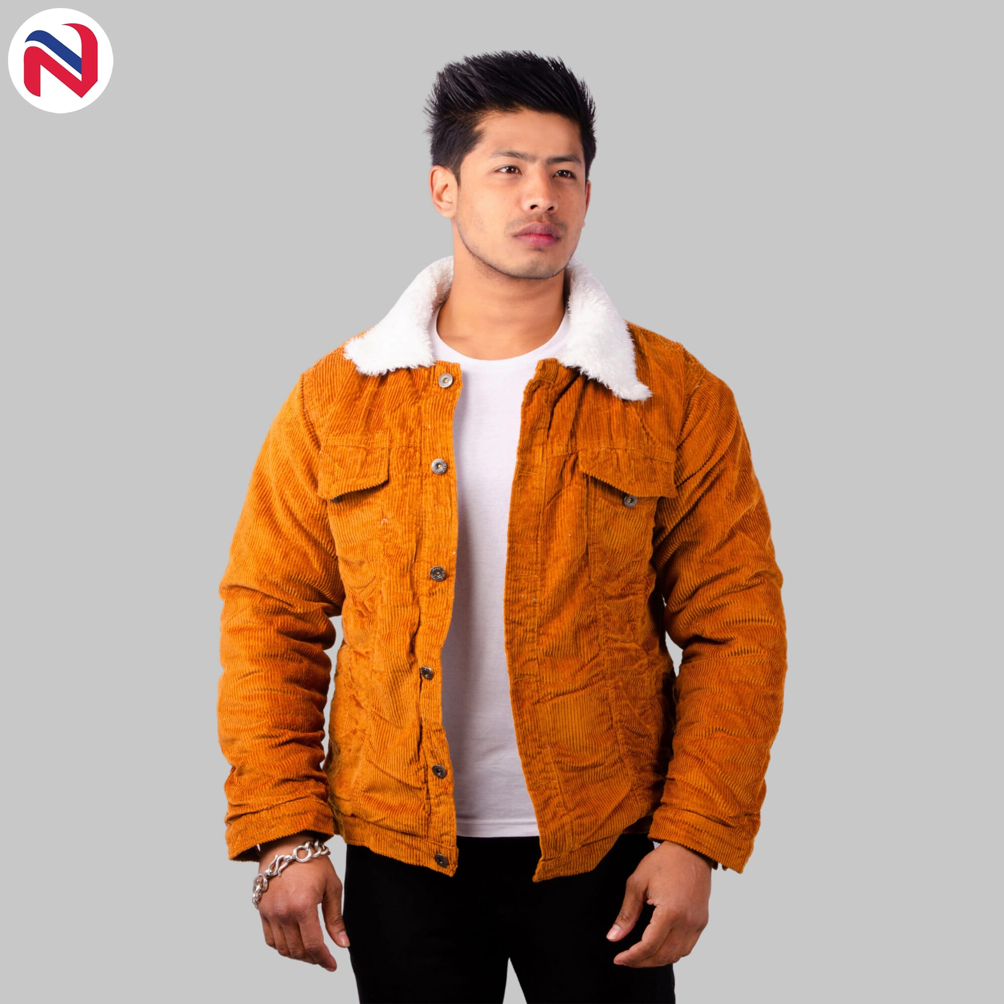 Nyptra Brown Solid Cotrise Fur Jacket 