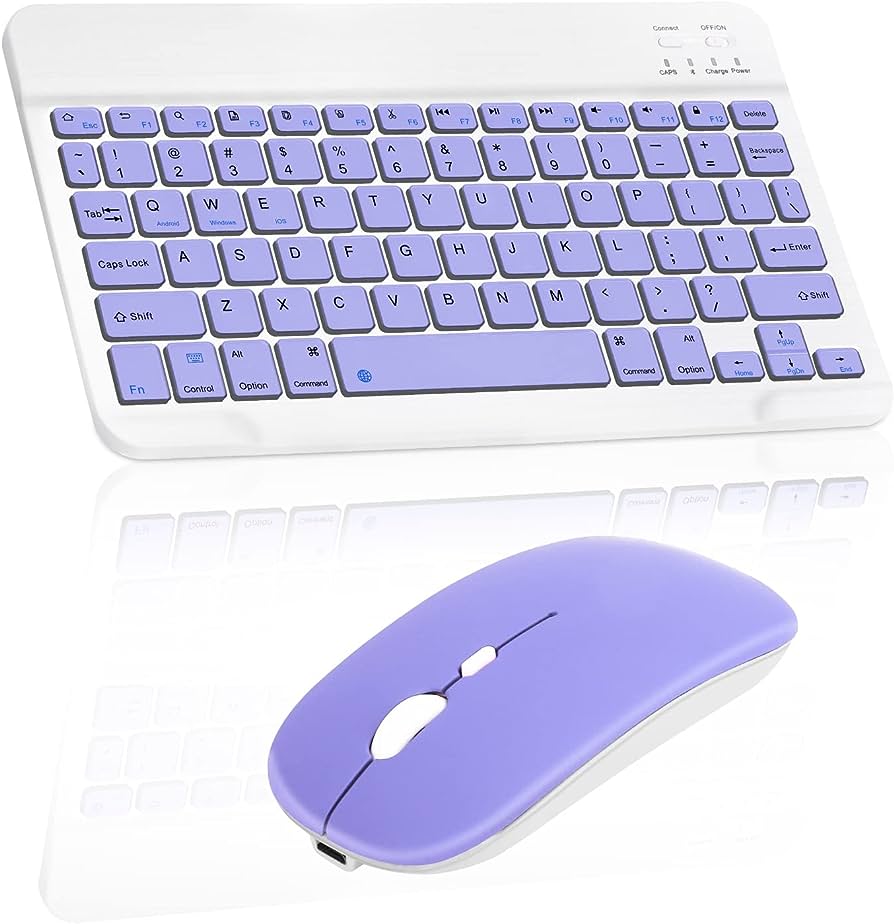 Wireless Keyboard Mouse Combo, 10 Inch Ultra Slim Ergonomic Wireless Computer Bluetooth