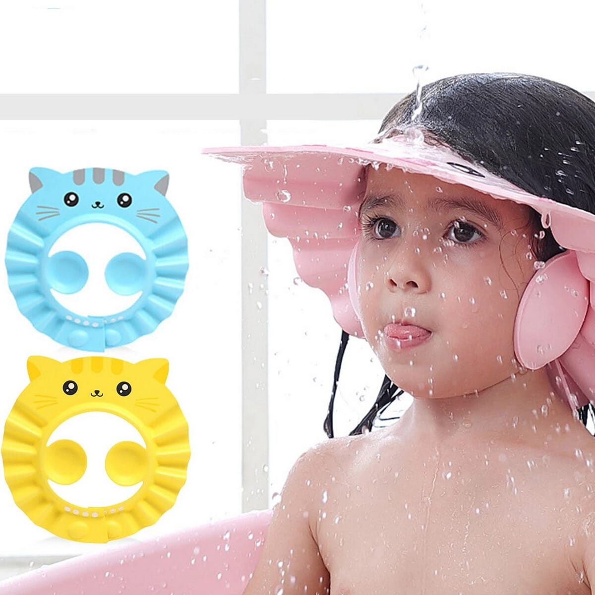 Baby Children Kids Safe Shampoo Bath Bathing Shower Cap Hat Wash Hair ...