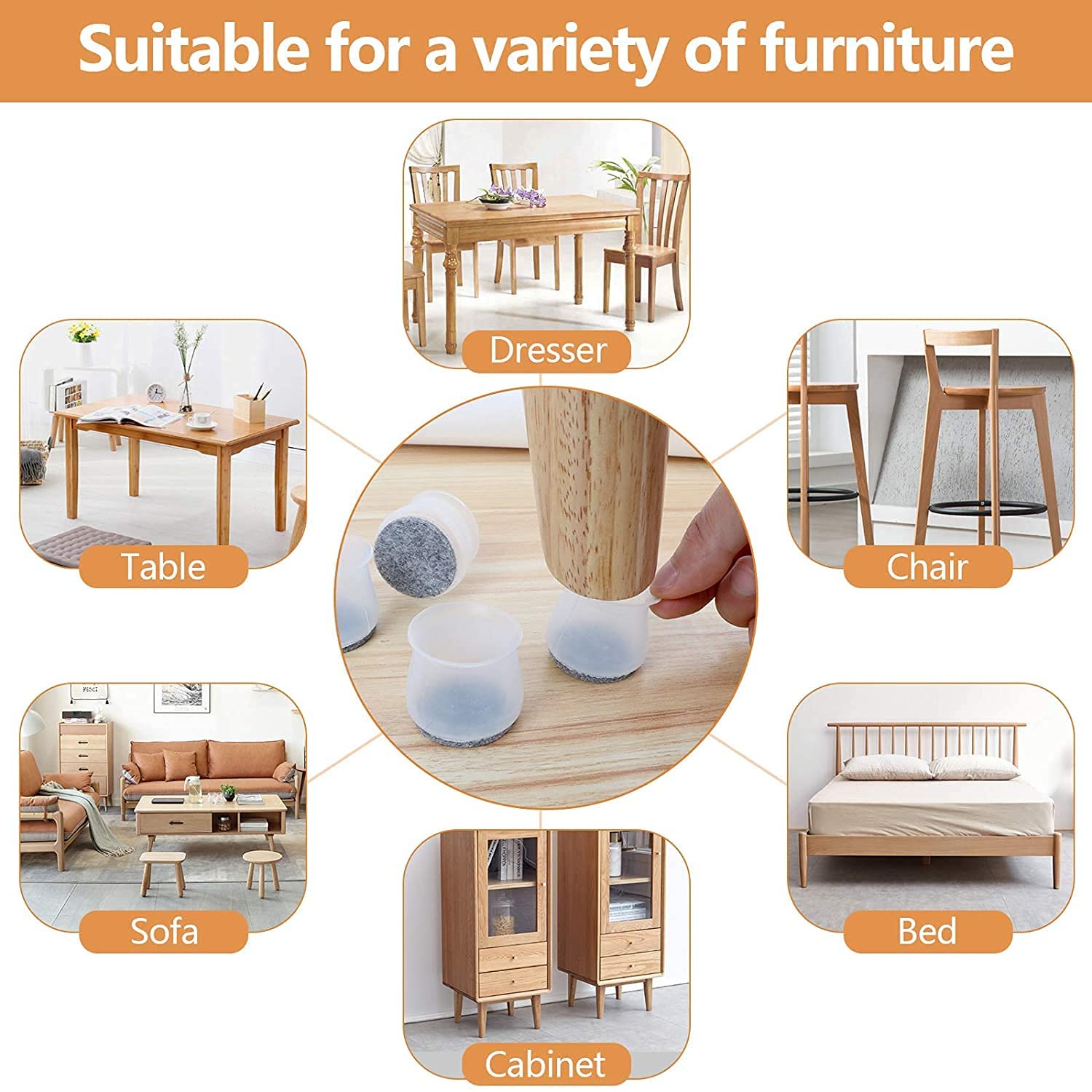 4PCS Silicone Chair Leg Floor Protector for Chair,Stool Cap Foot Cover Suitable Other Furniture