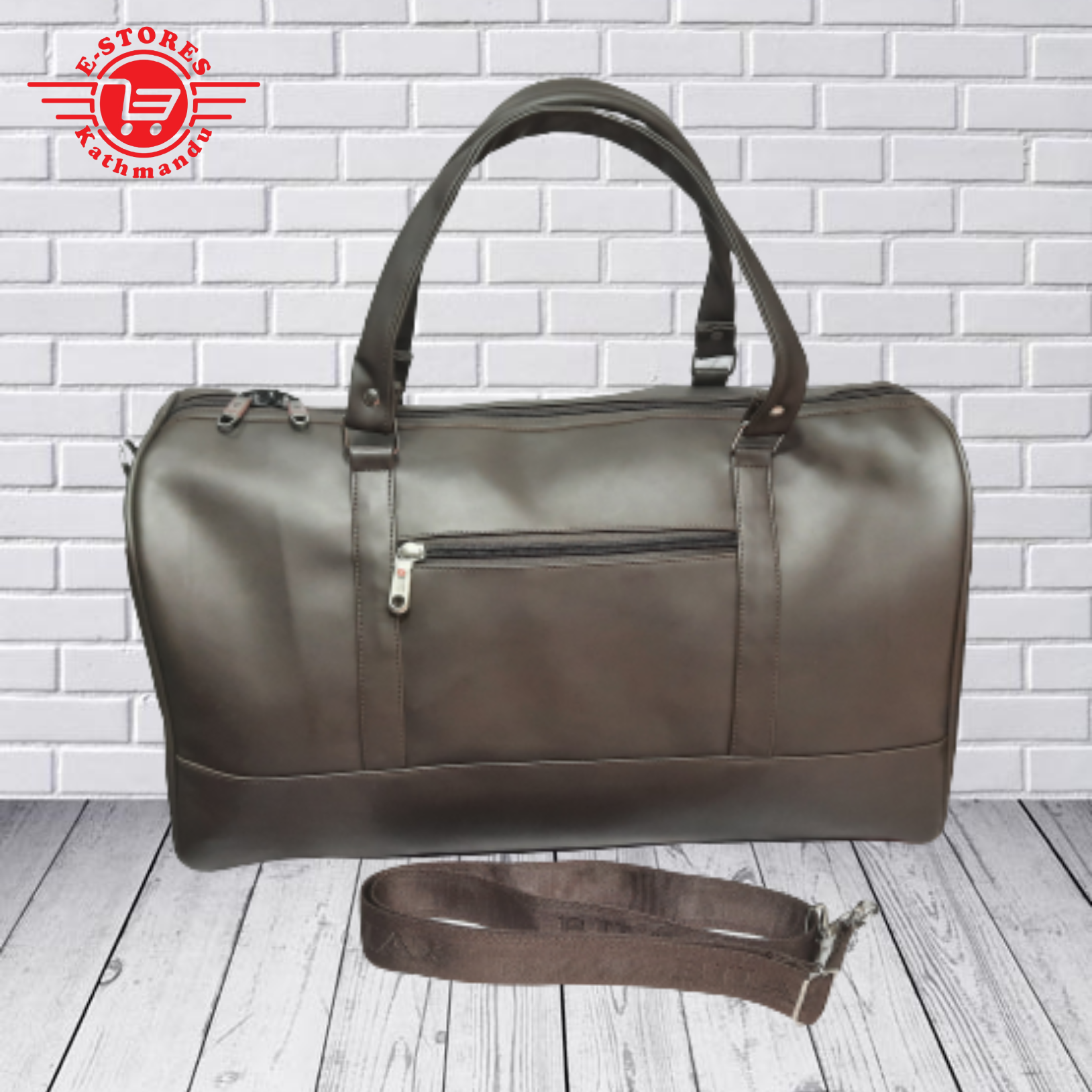 PU Leather Handcarry Duffle Travel Luggage Outdoor Weekender Bag For Unisex-2850