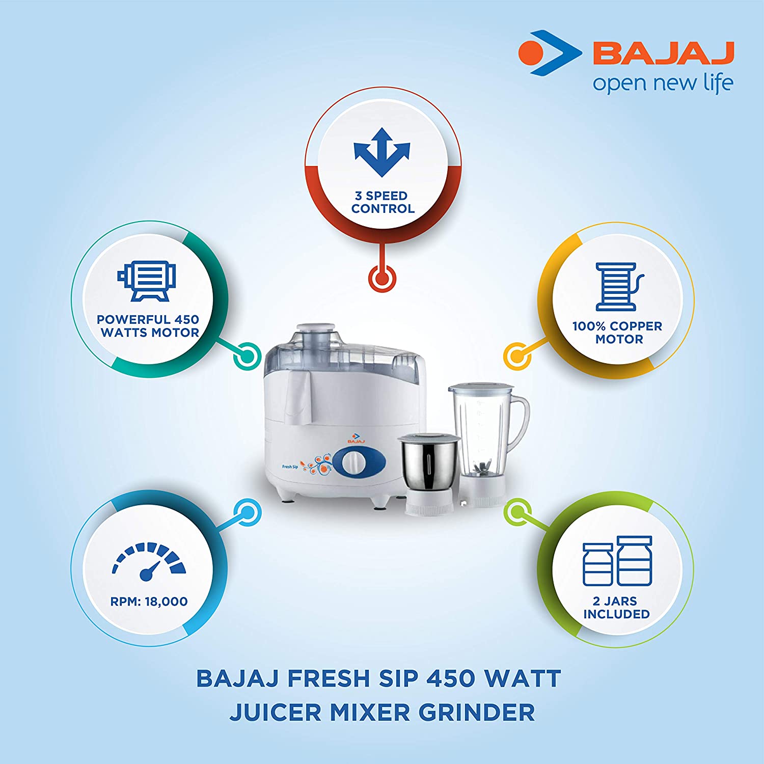 Blender Bajaj Jmg Fresh Sip 450 Watt Juice Machine Bajaj Bajaj