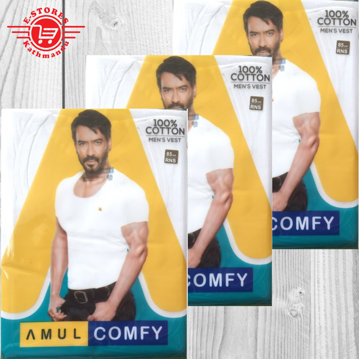 Pack Of 3pcs Amul Comfy Men's Vest 100% Cotton RNS-775