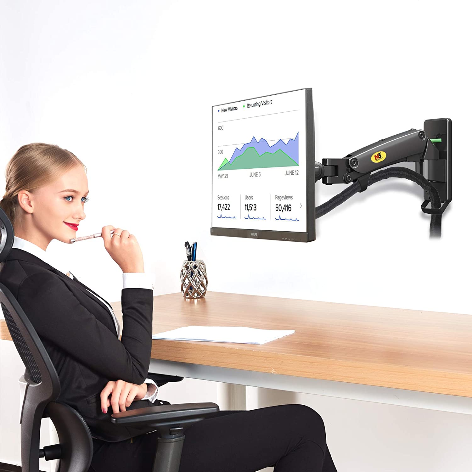 North Bayou TV Monitor Wall Mount Bracket Full Motion Articulating