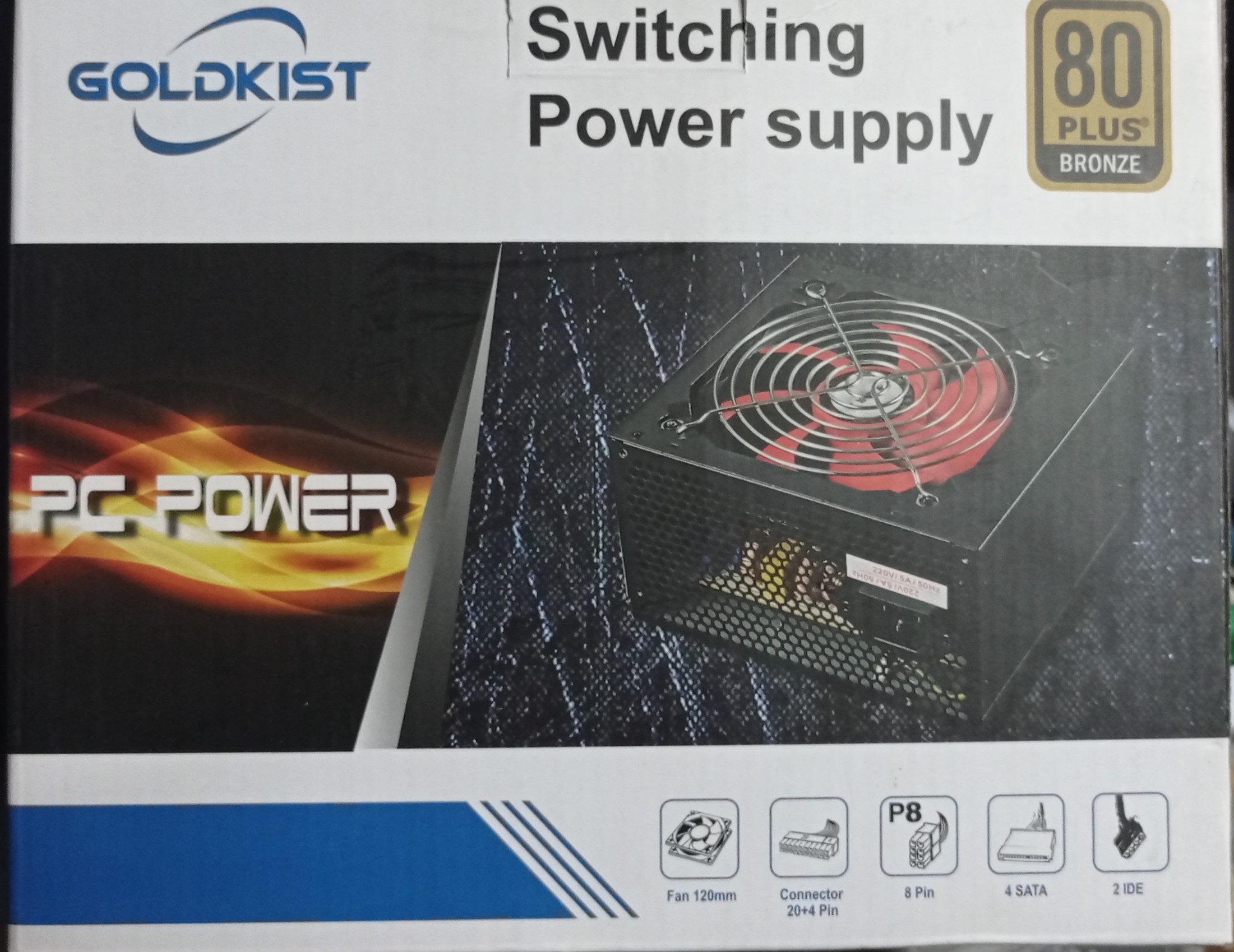 GOLDKIST ATX650W 80 Plus Bronze Power Supply Unit 12CM Slient FAN