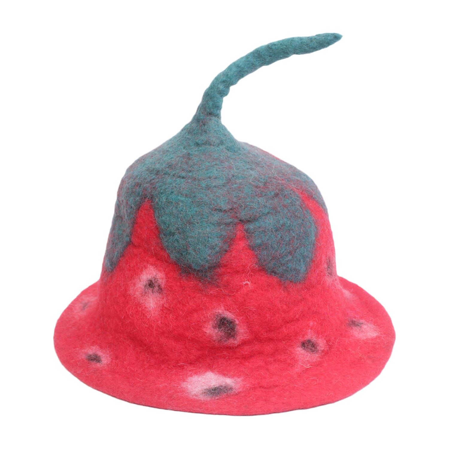 Red Strawberry Design Felt Hat 