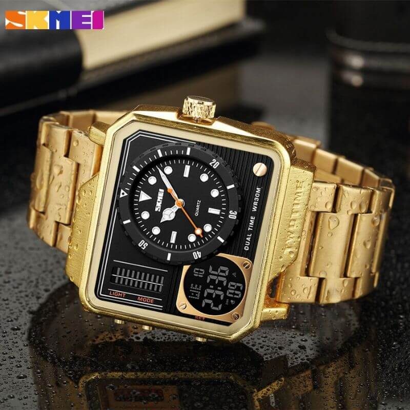 SKMEi 1392 Multifunction Digital Analog Square Stainless Steel