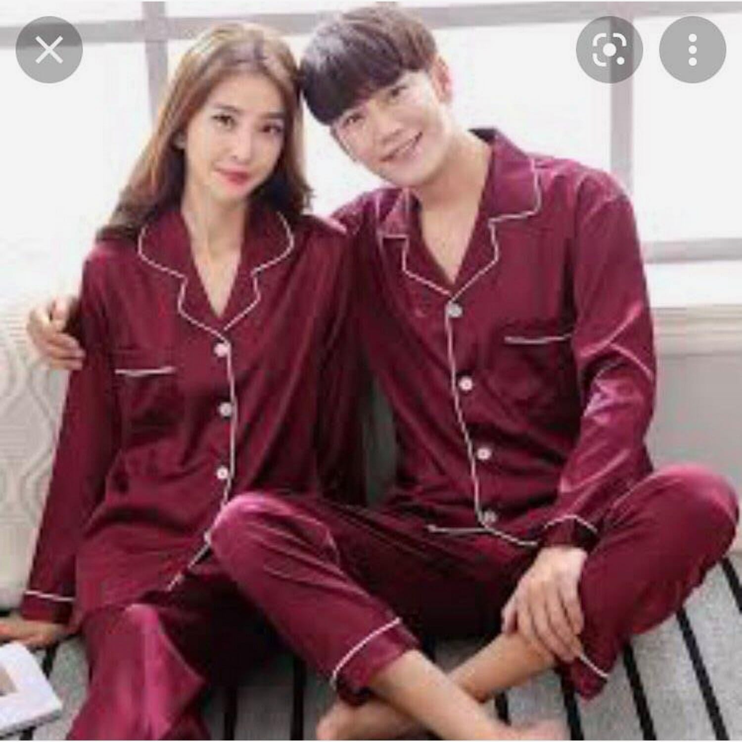 Korean Satin Silk Couple Floral Pajama Set Full Sleeve Sleepwear Nightdress L XXL For Girls Daraz .np