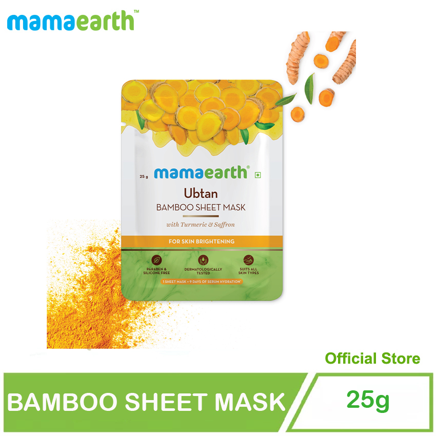 mamaearth Ubtan Bamboo Sheet Mask with Turmeric & Saffron for Skin Brightening (25)