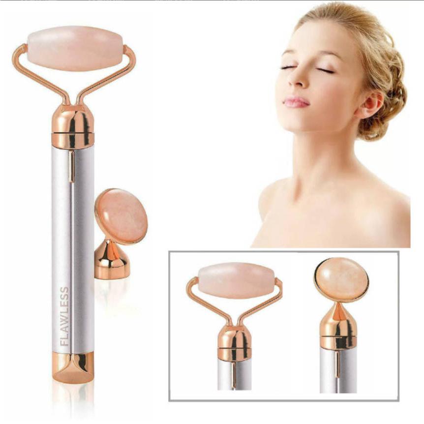 Finishing Touch Flawless Contour Facial Roller & Massager Vibrating Rose Quartz