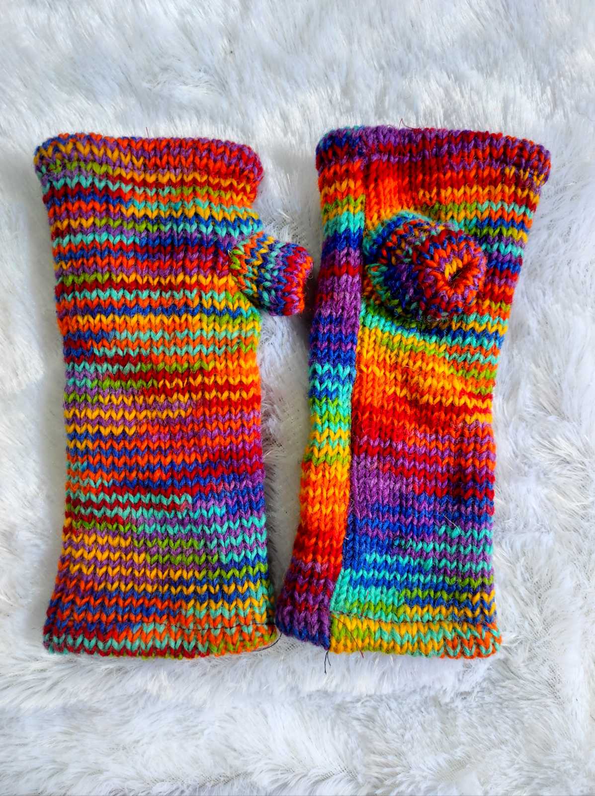 Multicolor Woolen Hand Knite Hand Warmer Gloves