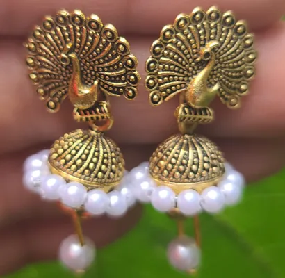 Peacock store jhumka gold