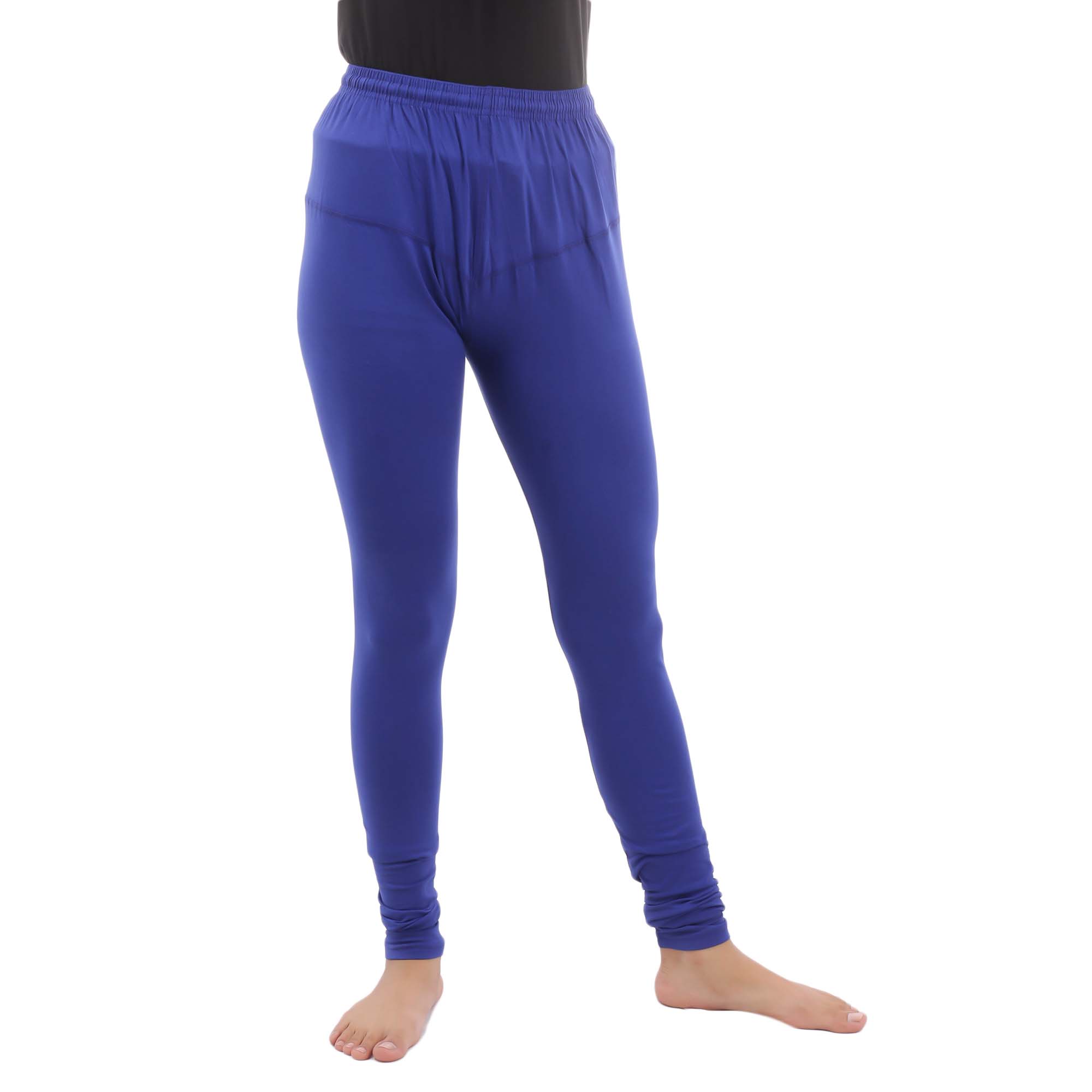 Royal Blue Solid Leggings For Women 