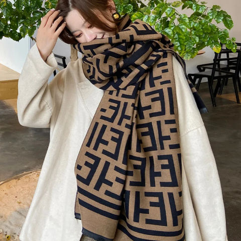Spunky Add-ons Autumn Winter Letters Printed Pashmina Soft Wrap Warm Shawl Long Length