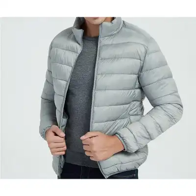 light grey down jacket