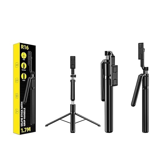 360° Rotation R16 Selfie Stick with Tripod Stand, 62-Inch Extendable, Stable Base for Mobile/GoPro/Camera