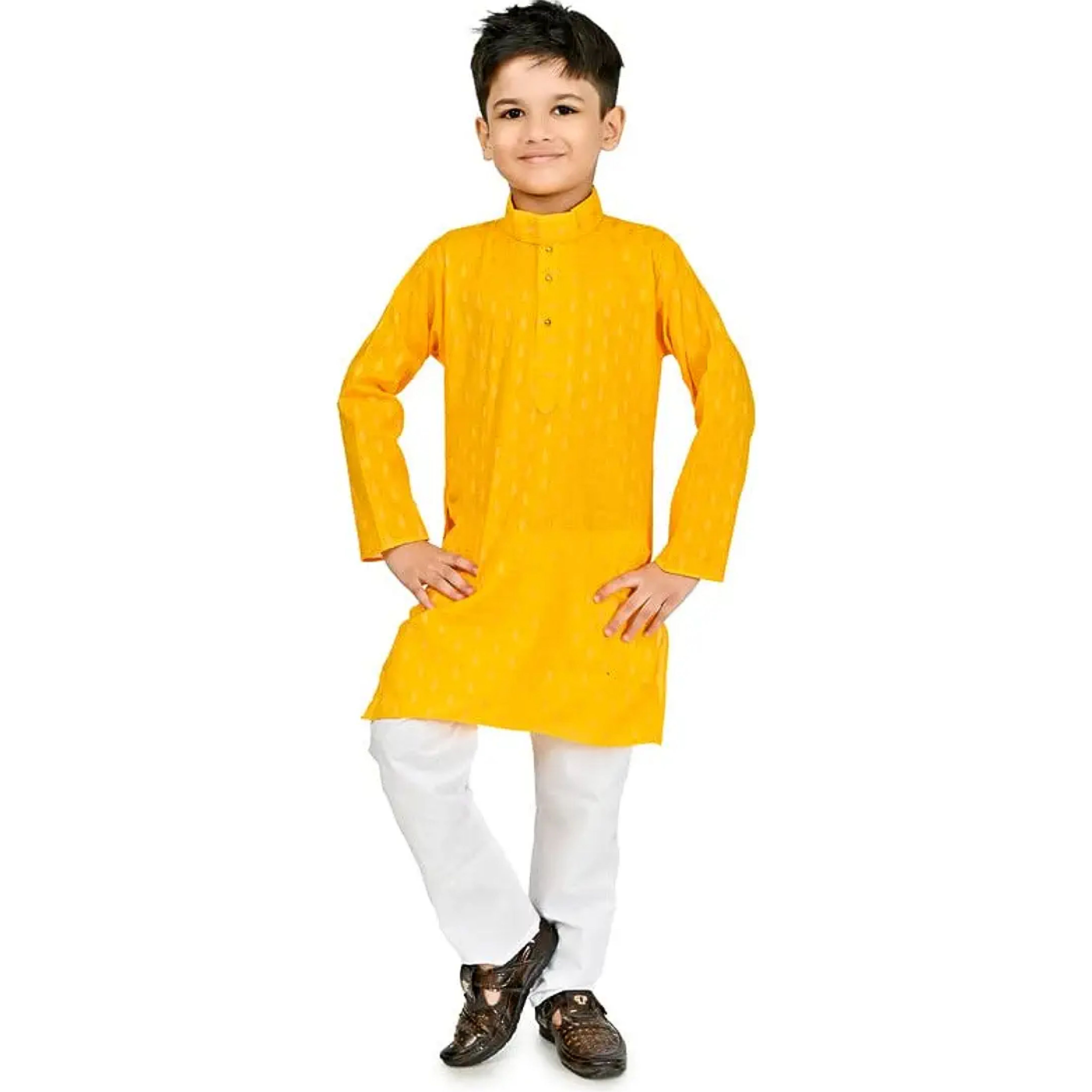 Babyhug Cotton Full Sleeves Kurta Pyjama Set Floral Print - Lime Yellow main image 1