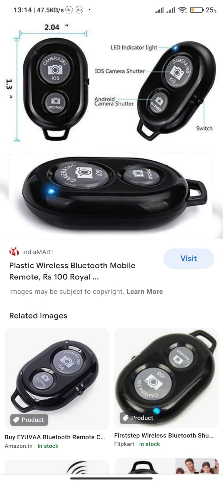 Selfie Bluetooth Remote For Smart Phone -Mobile