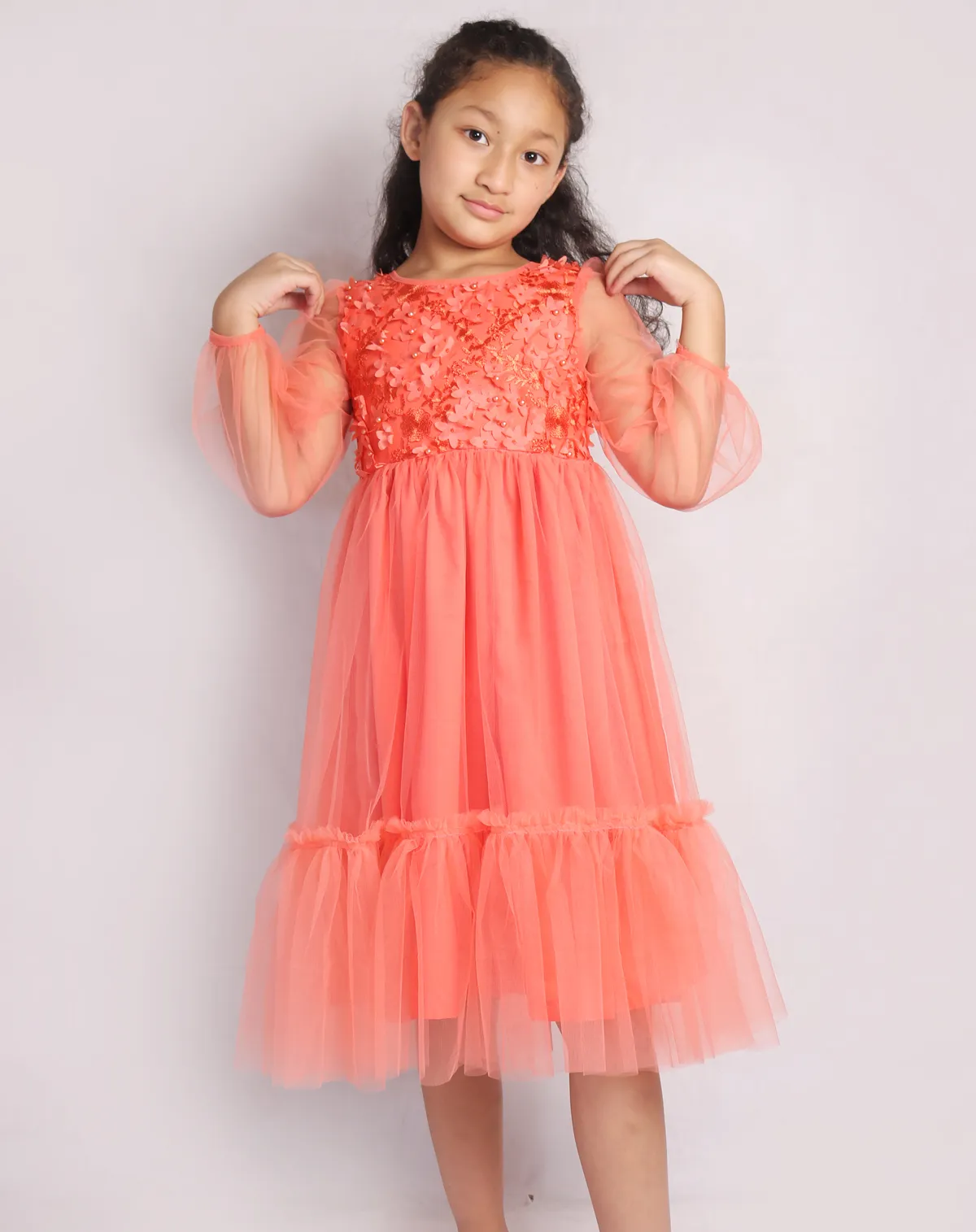 Elegant Orange Net One Piece Party Dress For Girls Buy Online At Best Prices In Nepal Daraz Com Np