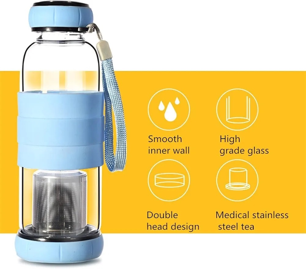Glass Water And Fruit Tea Bottle Infuser With Premium Stainless