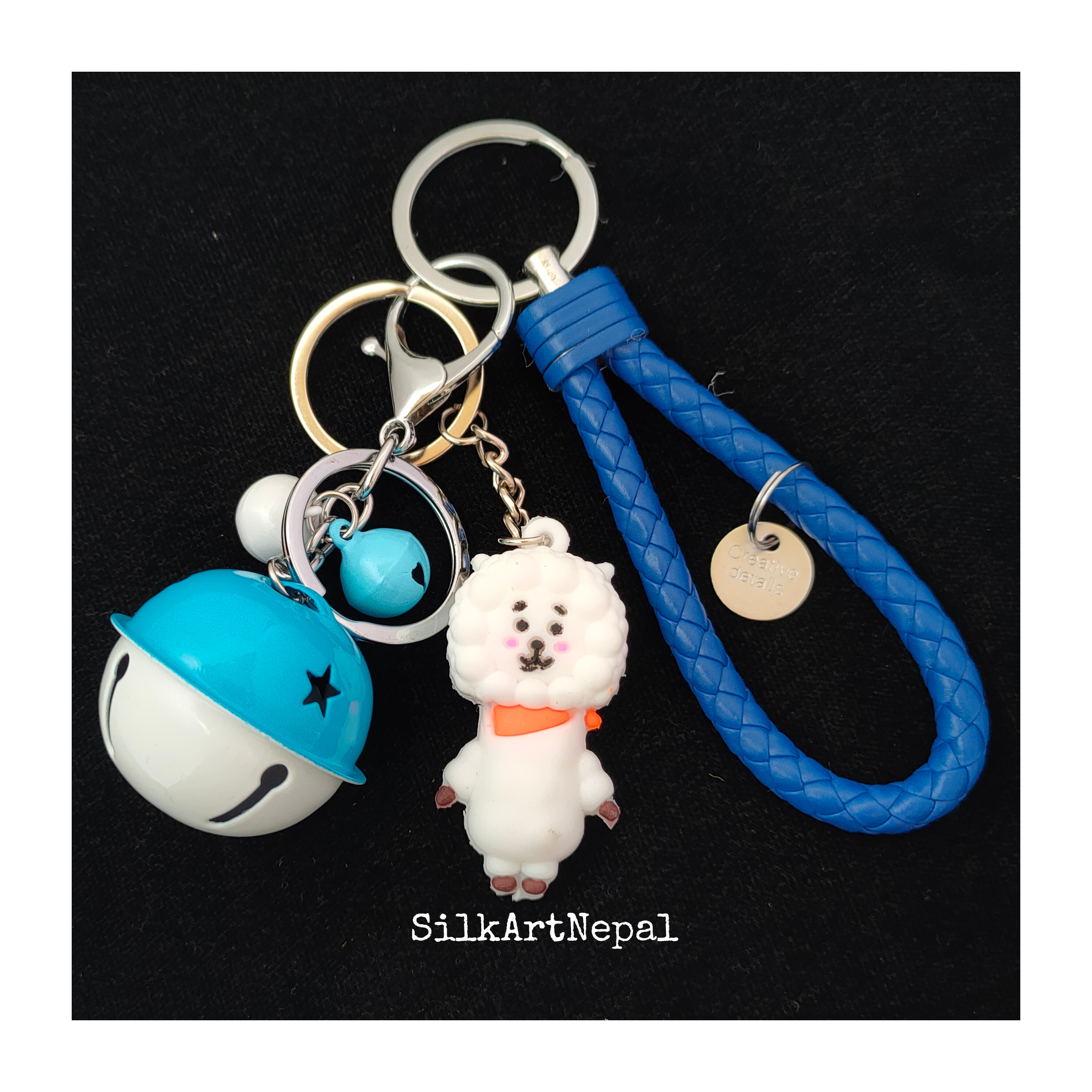 Silk Art BTS Bt21 RJ Key Chain Key Ring Kpop Bangtan Boys Character Handbag Accessories Gift