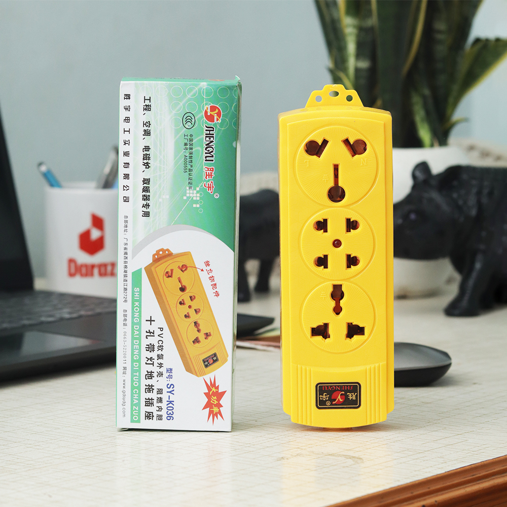 Heavy Duty Multi Plug Power Socket For High Voltage UsesBlack (Wire