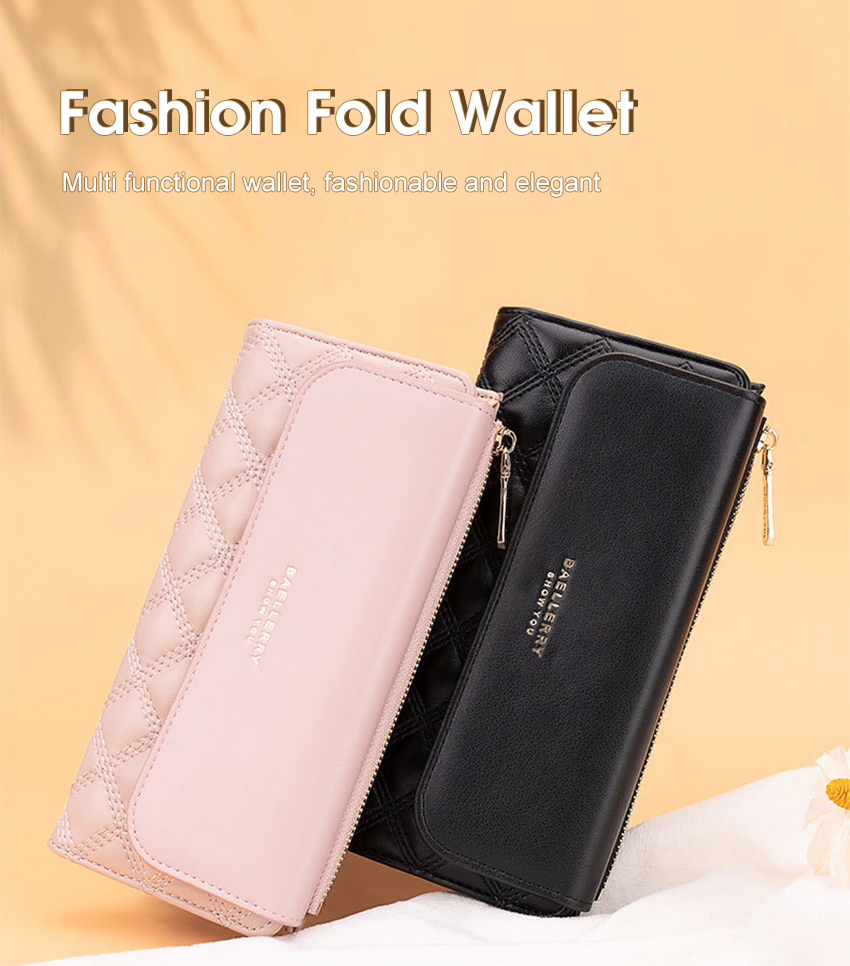 LouisWill Women s Wallet Three Fold Wallet Simple Fashion Purse Large Capacity Money Bag Female Long Wallet Ladies Money Bag PU Leather Card Wallet Mobile Phone Wallet With Hand Strap Daraz.pk