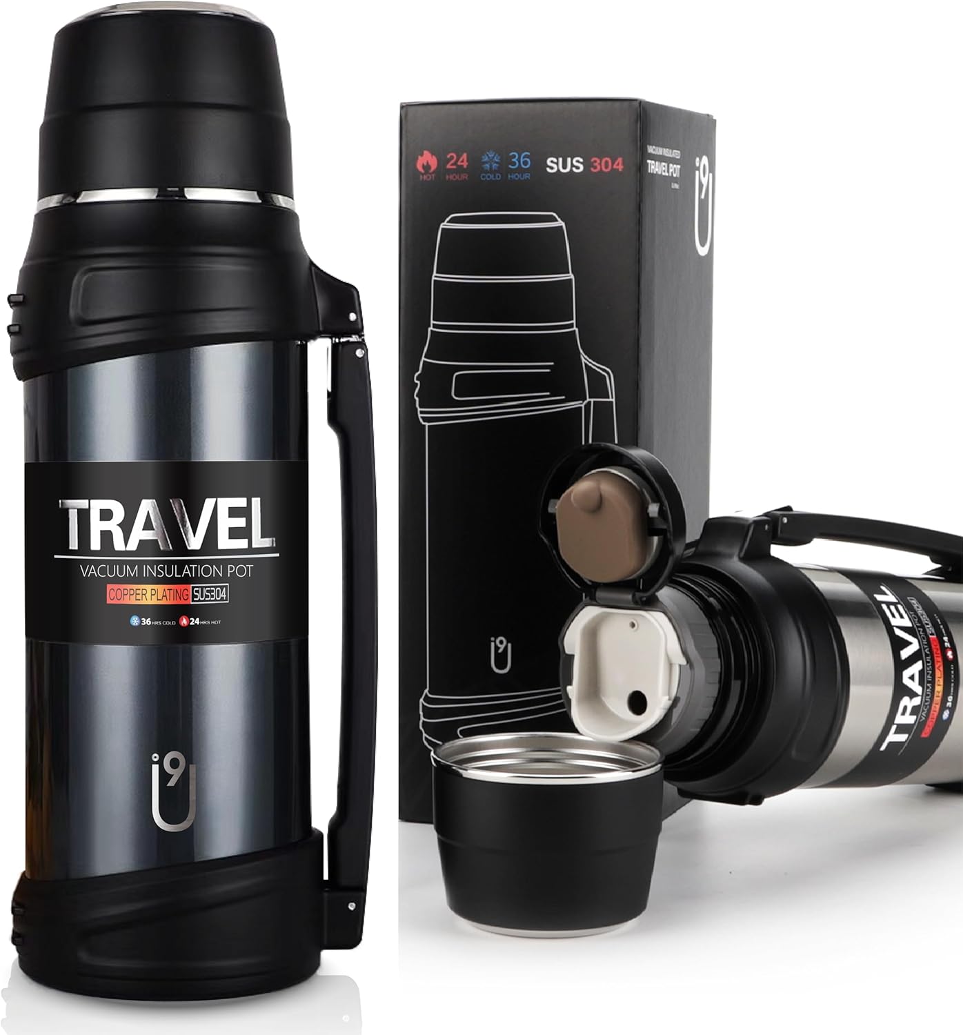 1.2L Vacuum Flask Thermos, Keeps Drinks Hot For 24 Hours