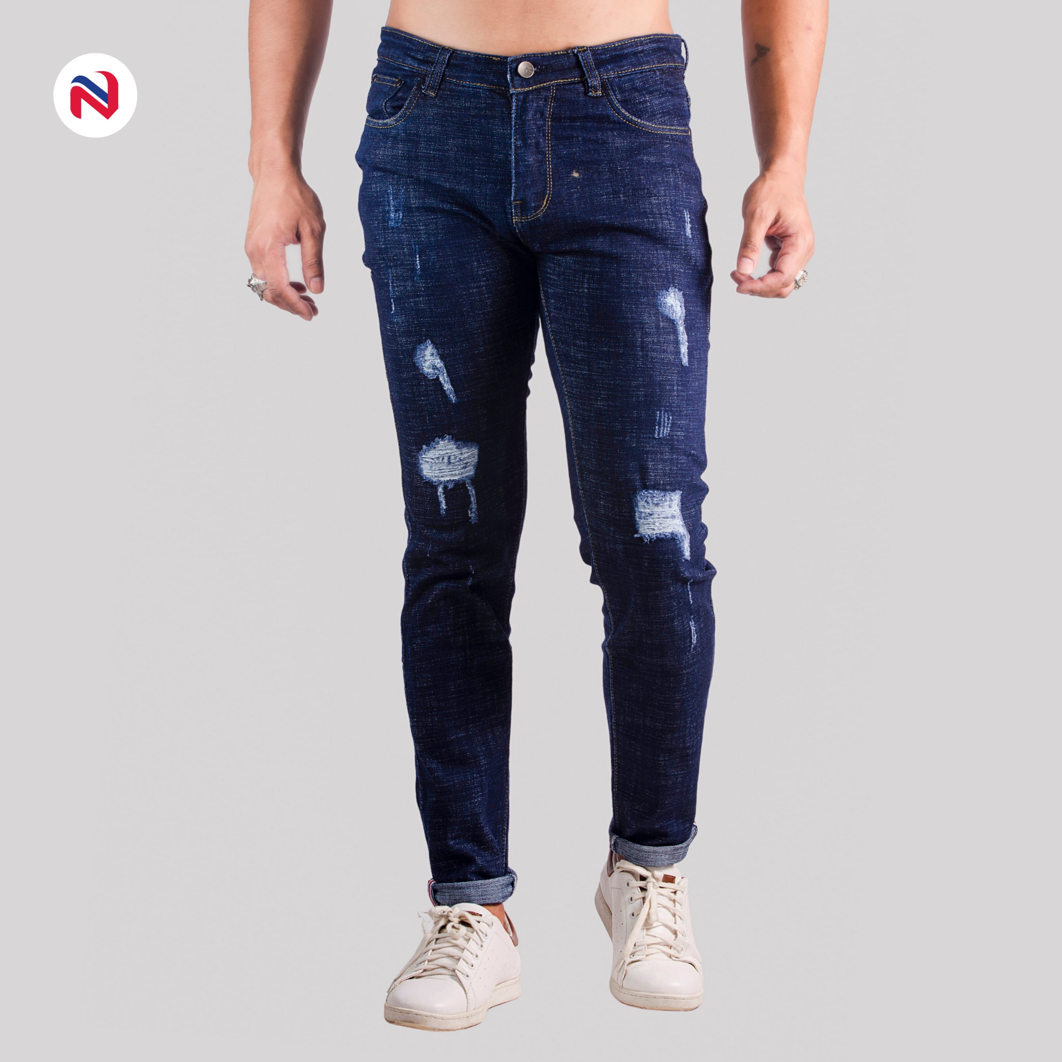 Nyptra Dark Blue Grunch Stretchable Premium Jeans For Men