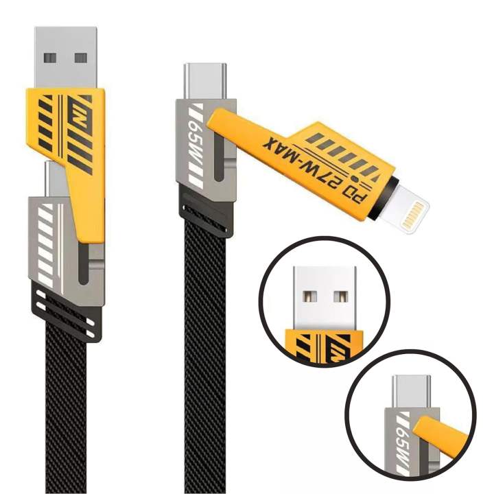 4 in 1 Multi Charging Cable,1M Dual Head USB Cable for iPhons & Androids,, 4 in 1 Multi Charger Cable Type C to Lightning, Super Fasst USB A/USB C to Type C [65W]/PD [27W] Nylon Braided Data Cable