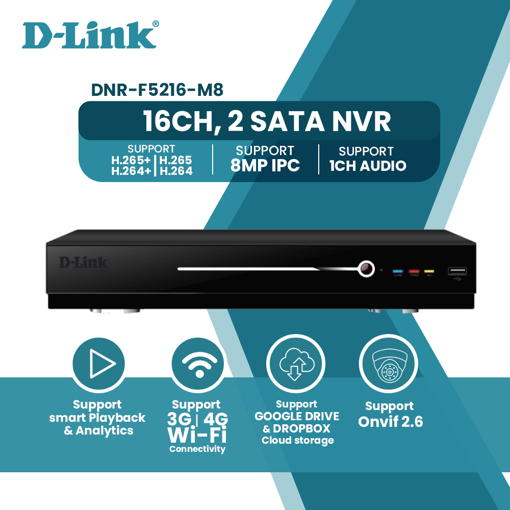 D-Link 16 channel Network Video Recorder (NVR) DNR-F5216-M8