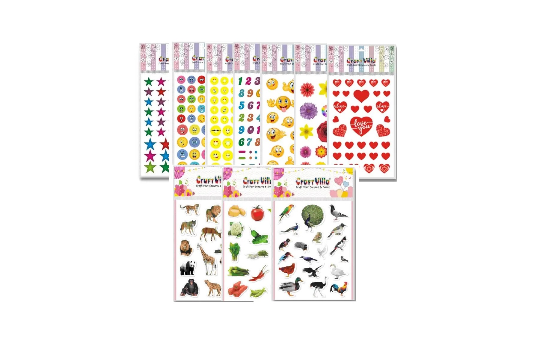 ProArt Craft Villa Crafty Stickers, Pack of 10 Different Patterns ...