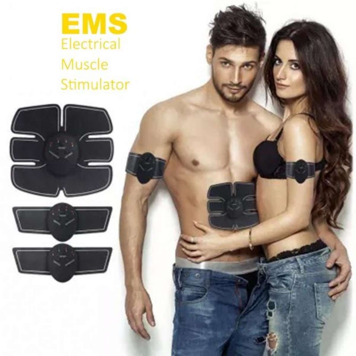 Black 6 Pack Ems Abs Stimulator Abdominal Trainer Belt (Unisex)