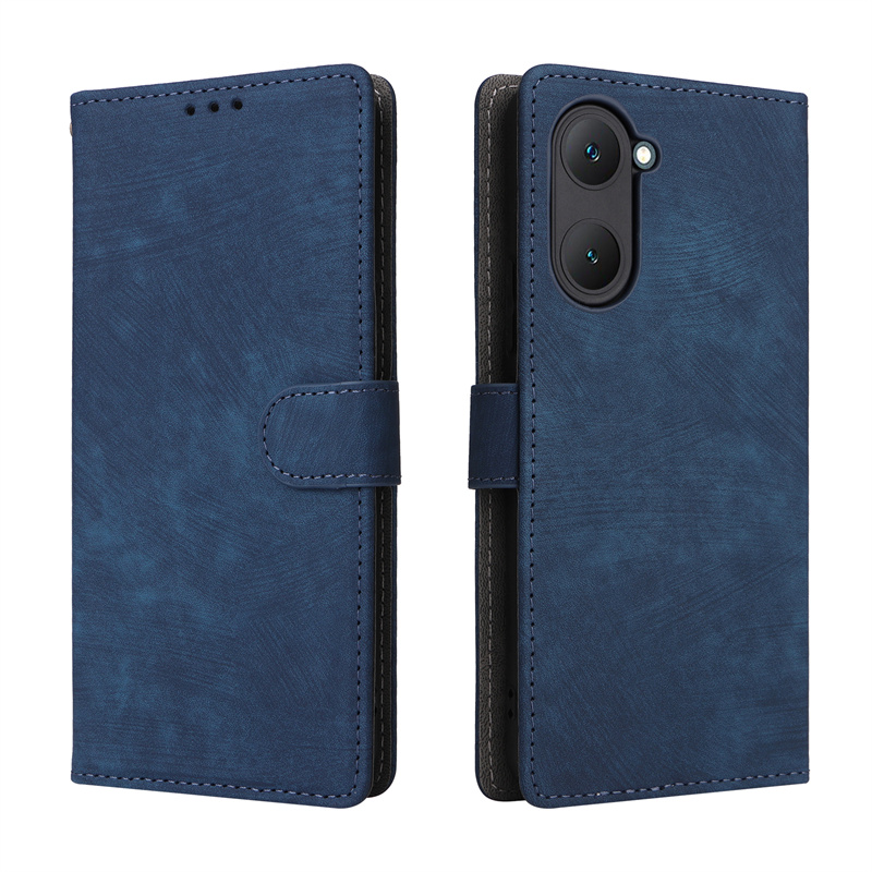 SEAHAI Cover per Vivo Y03 / Vivo Y28s 5G / Vivo Y18, Ultra Sottile Custodia Premium PU Pelle Portafoglio Kickstand Slot per Schede [RFID Blocking] TPU Antiurto Flip Cover Libro - Blu