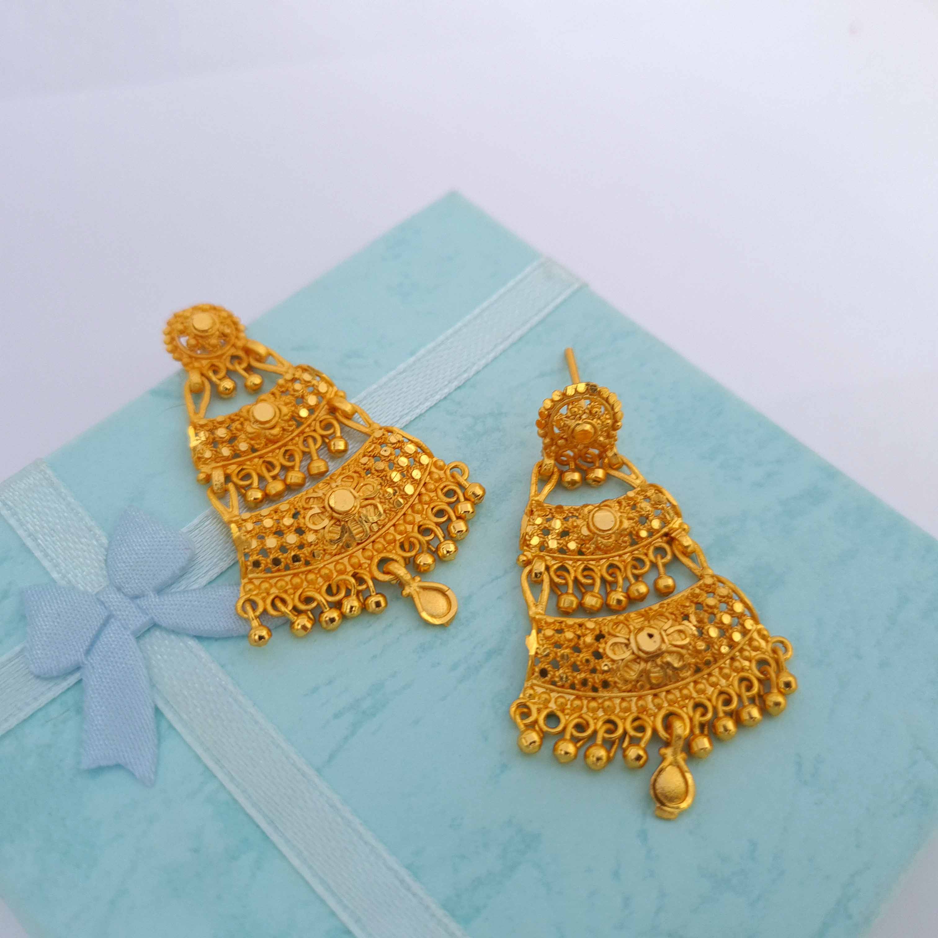 24k Gold Plated Earrings Jhumka In Ramleela Design For Women