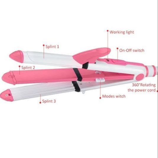 Kemei KM-1291 Beauty Styler 3 In 1 Curler And Crimper Hair Straightener