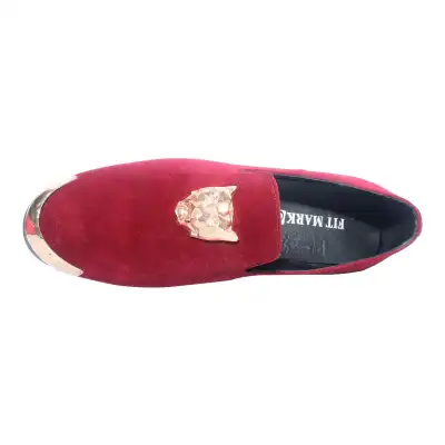 Harpelunde red velvet on sale loafers