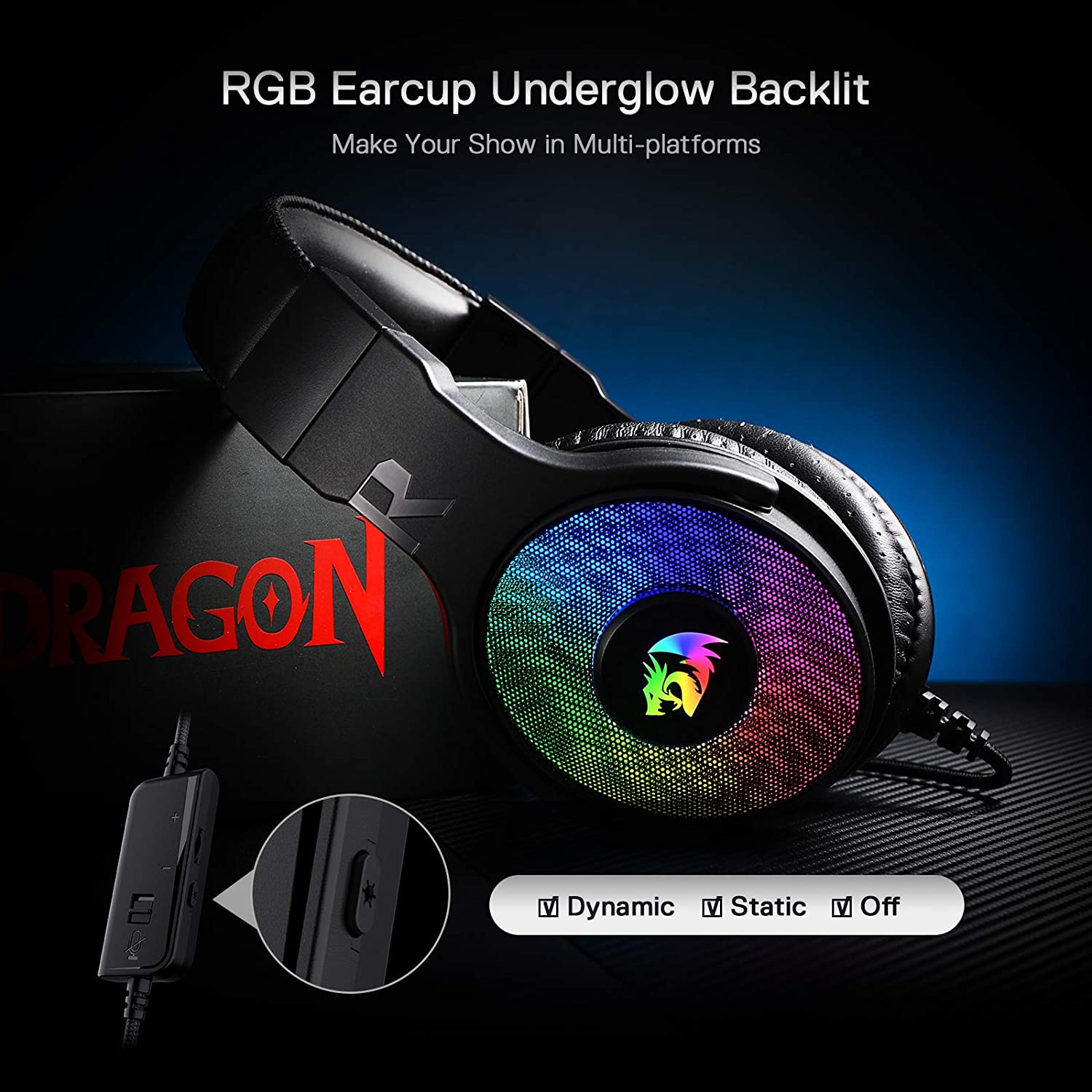 Redragon Pandora H350 RGB Black 7.1 RGB Gaming Headset With Software Volume  Adjust for Each Side Separately RD-H350RGB 50MM Drivers - Detachable  Microphone: Buy Online at Best Prices in Nepal | Daraz.com.np