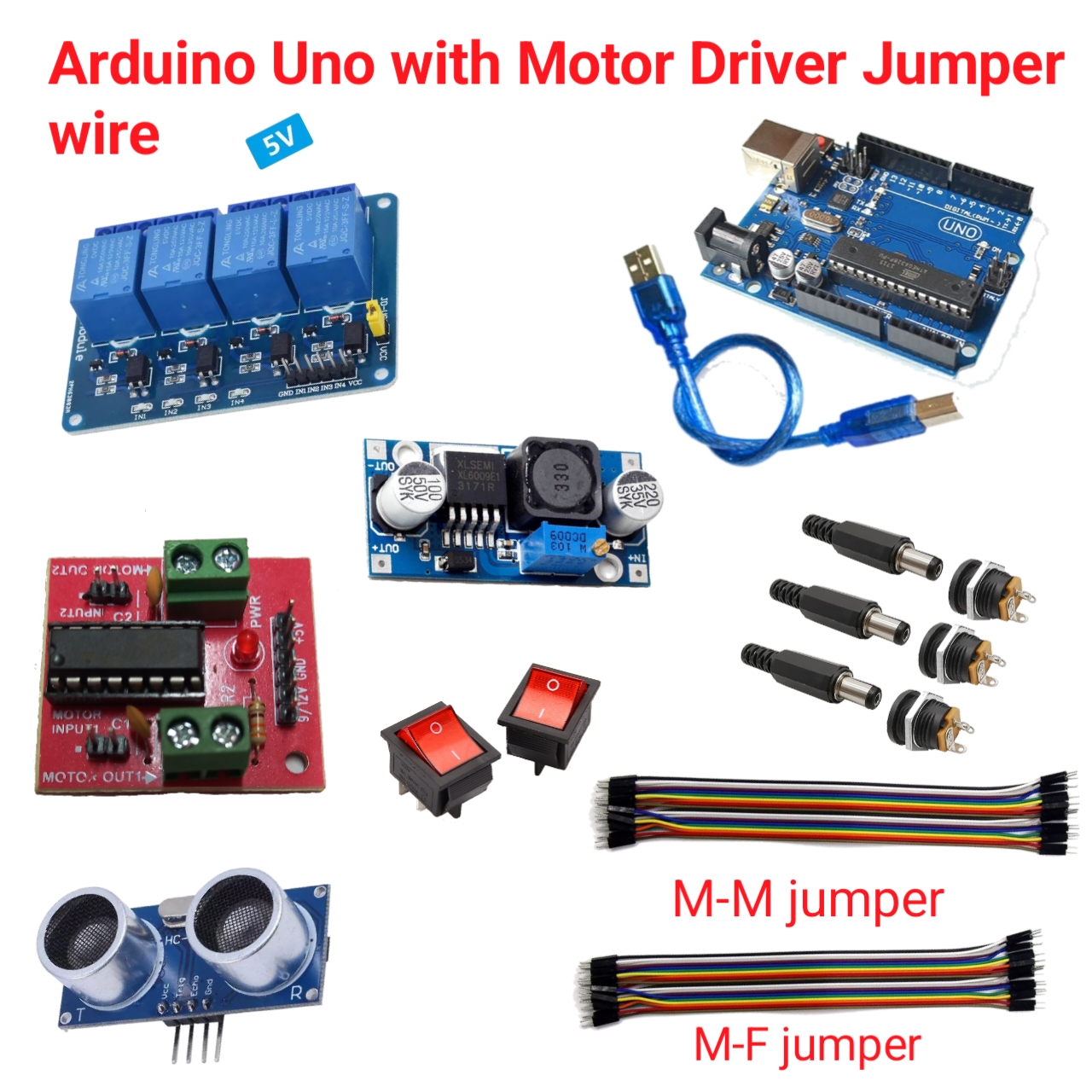 Arduino Uno With Relay Module L293d Module Buck Converter Ultrasonic ...