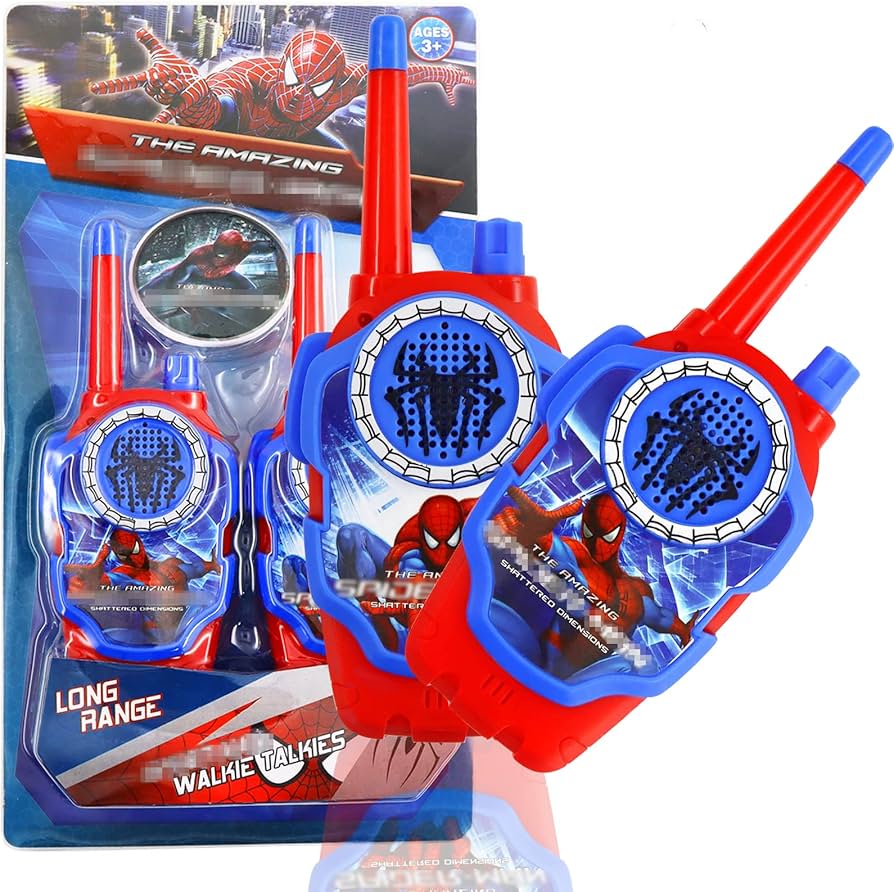 Lexibook, Spider-Man, Walkie-talkies, Juego de comunicación para niños, Clip para cinturón de Transporte, Batería, Rojo/Azul, TW11SP