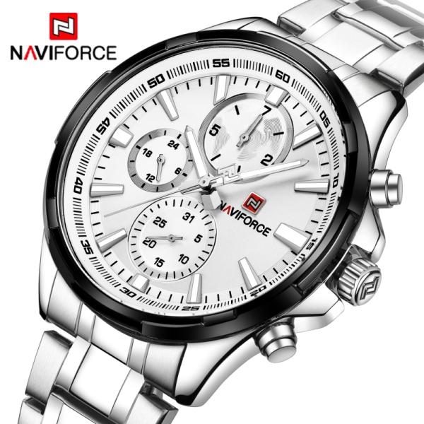 NAVIFORCE NF9089 Luxury Chronograph Watch For Men Silver