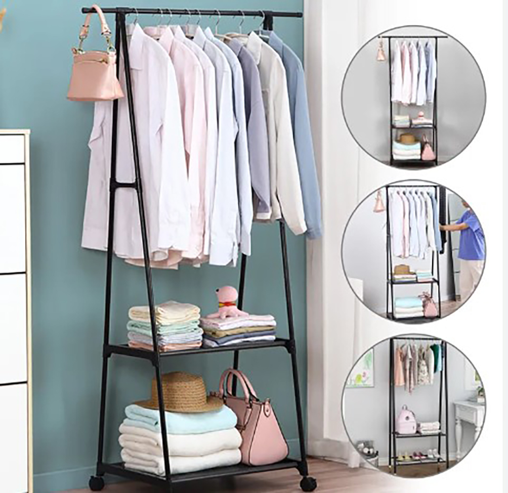 Standee Triangle Rack Metal Body Multi-Function Triangle Simple Clothes Hanger Stand Storage ...