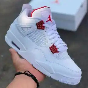 Jordan 4 Retro Metallic Red Sneaker with Back Metal Logo for Men